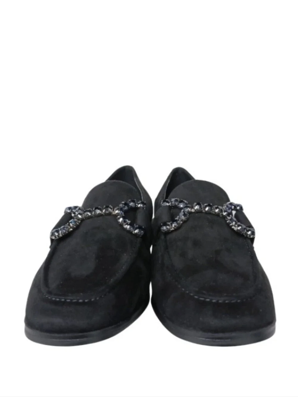 Nine West Loafers Women's 11 Black Faux Suede Rhinestone Slip-on Whimsigoth Shoe